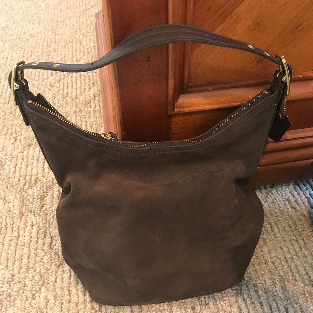 Coach Brown suede medium bucket bag